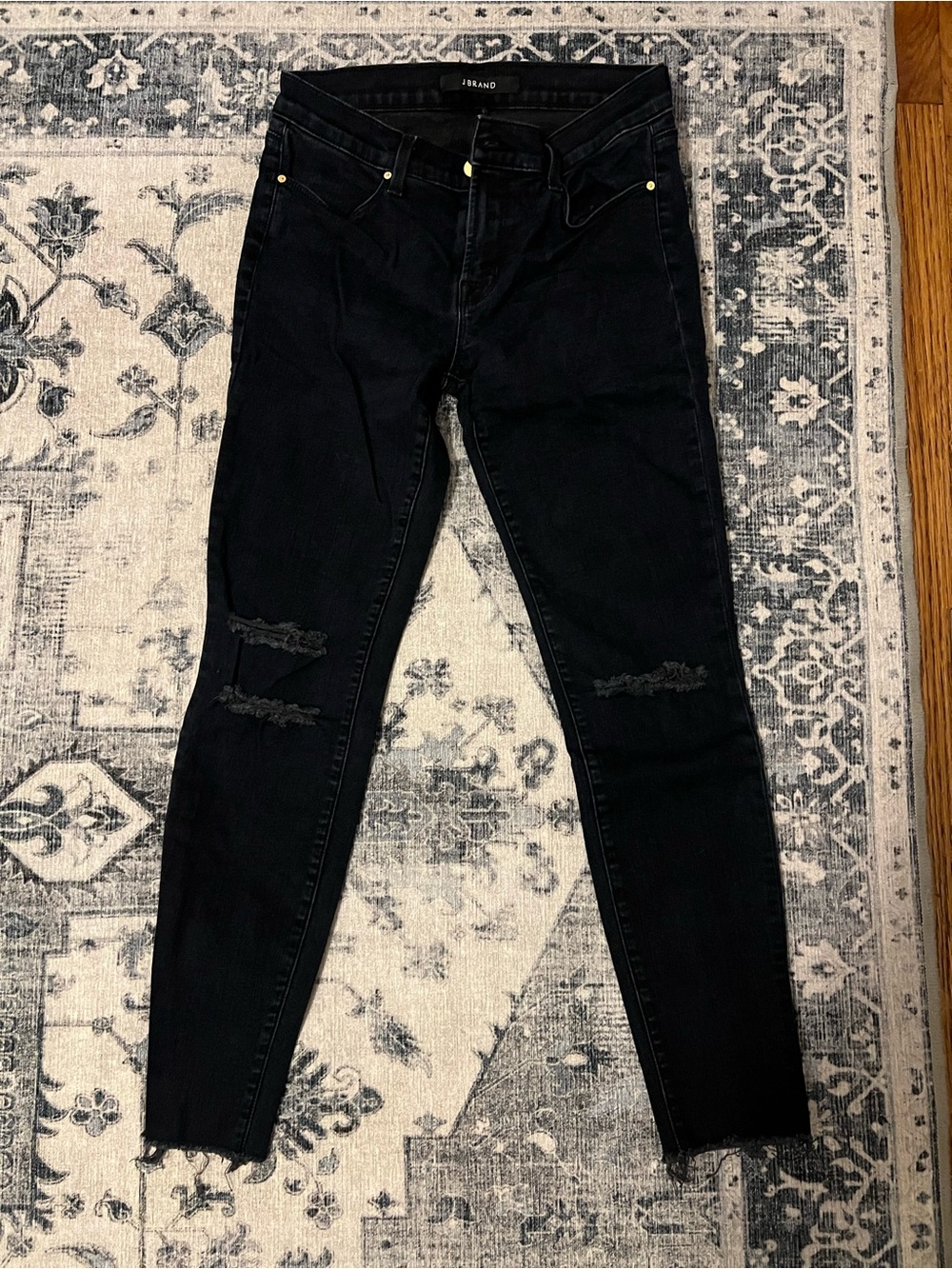 J Brand Black Skinny Jeans with Knee Distress